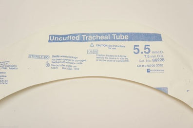 86228 ~ Mallinckrodt Uncuffed Trach Tube 5.5mm I.D. ~ Lot of 5